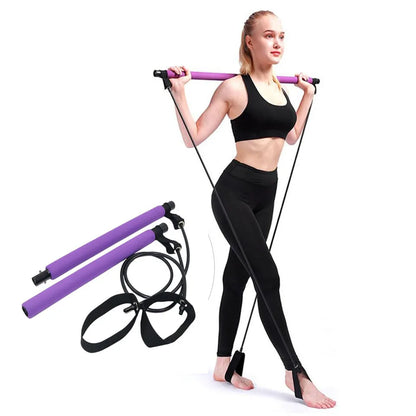 Ultimate Portable Fitness Yoga Pilates Bar with Resistance Bands - Your Home Gym Companion for Comprehensive Body Workouts