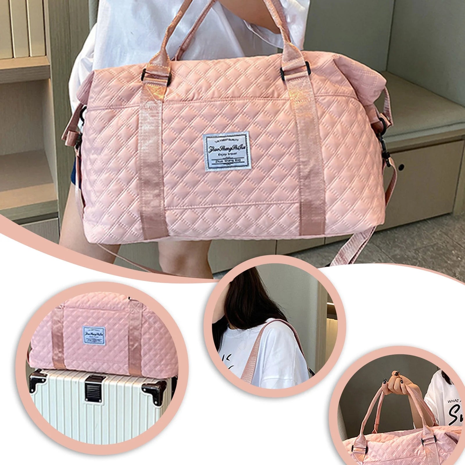 Chic Pink Travel Duffel Bag for Women – Ultimate Versatile Gym Tote with Toiletry Organizer for All Your Adventures!