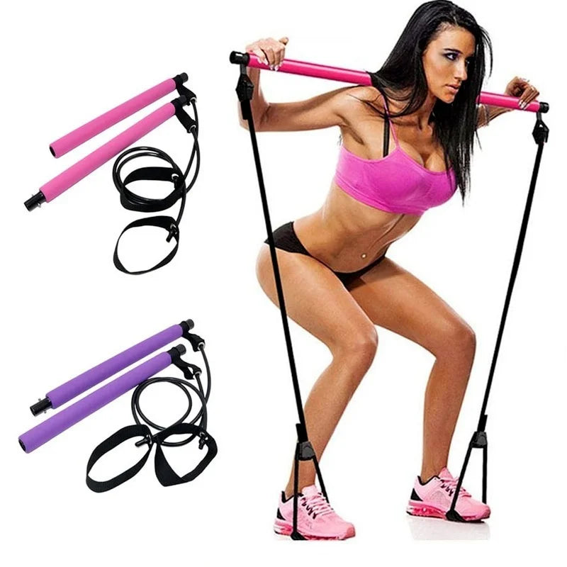 Ultimate Portable Fitness Yoga Pilates Bar with Resistance Bands - Your Home Gym Companion for Comprehensive Body Workouts