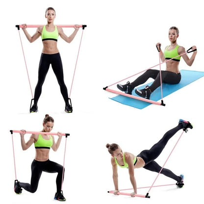 Ultimate Portable Fitness Yoga Pilates Bar with Resistance Bands - Your Home Gym Companion for Comprehensive Body Workouts