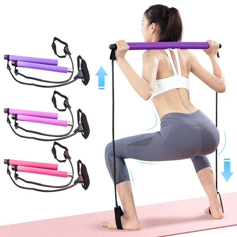 Ultimate Portable Fitness Yoga Pilates Bar with Resistance Bands - Your Home Gym Companion for Comprehensive Body Workouts