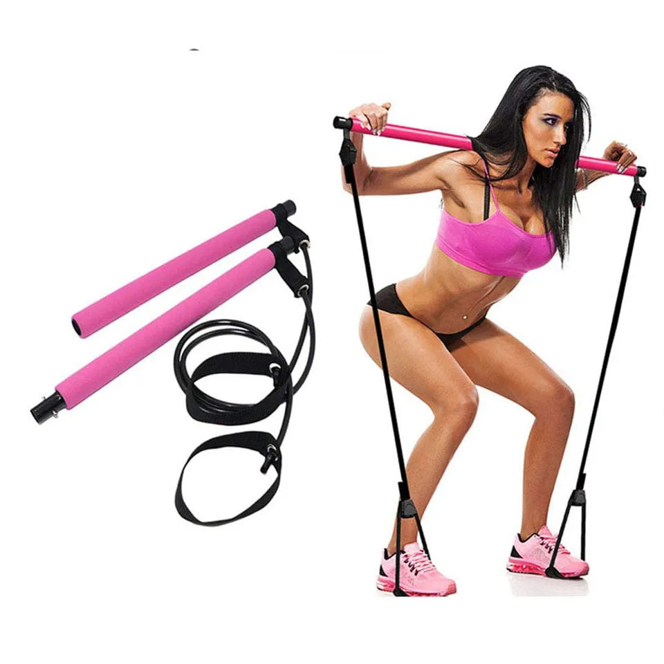 Ultimate Portable Fitness Yoga Pilates Bar with Resistance Bands - Your Home Gym Companion for Comprehensive Body Workouts